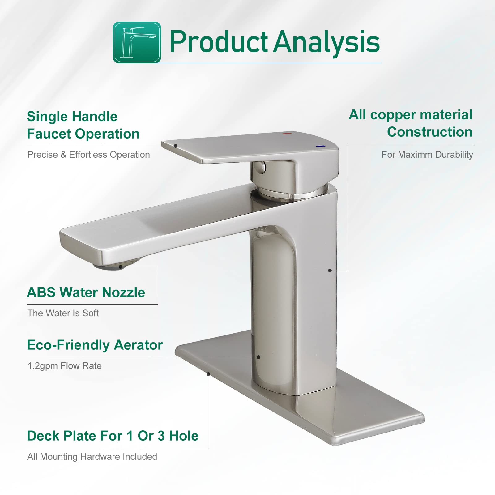 Amazon.co.jp: バスルームシンク蛇口 つや消しニッケル バスルーム蛇口